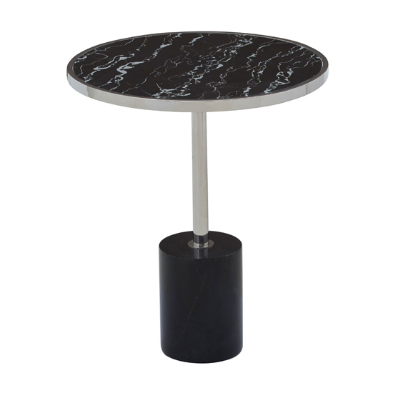 Orizone Black Marble End Table With Chrome Pedestal FiF