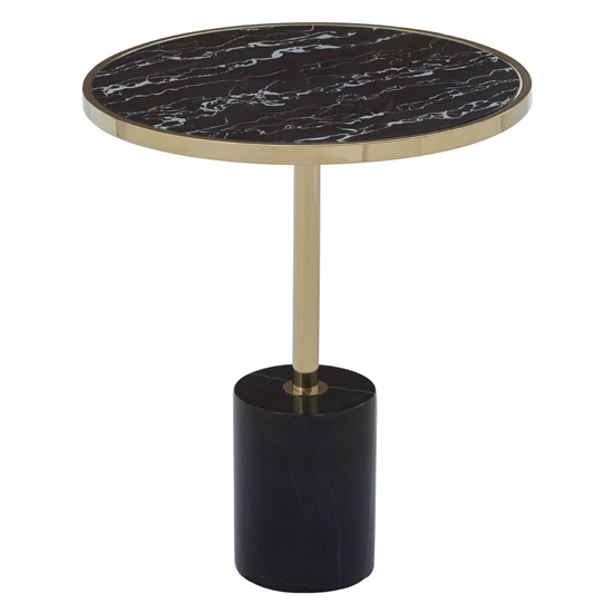 Orizone Black Marble End Table With Gold Pedestal Furniture in Fashion