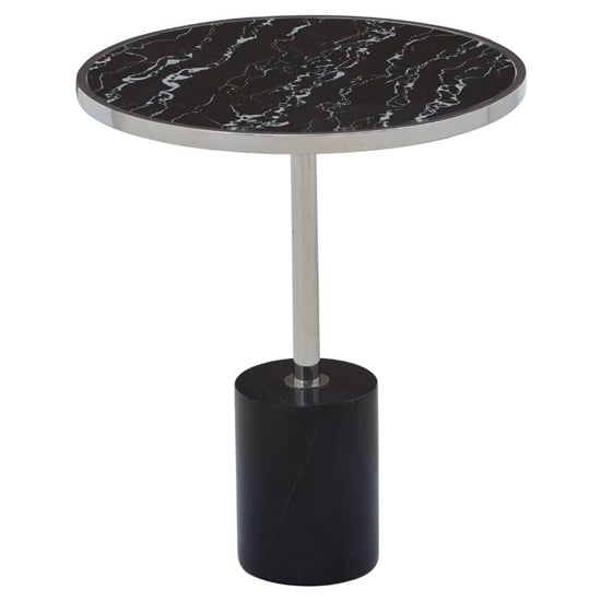 Orizone Black Marble End Table With Silver Steel Frame_2