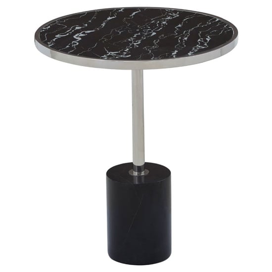 Orizone Black Marble End Table With Silver Steel Frame