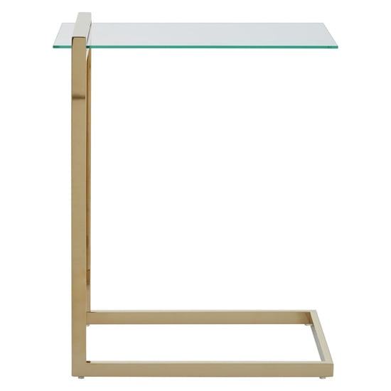 Orizone Clear Glass End Table With Gold Stainless Steel Frame_2