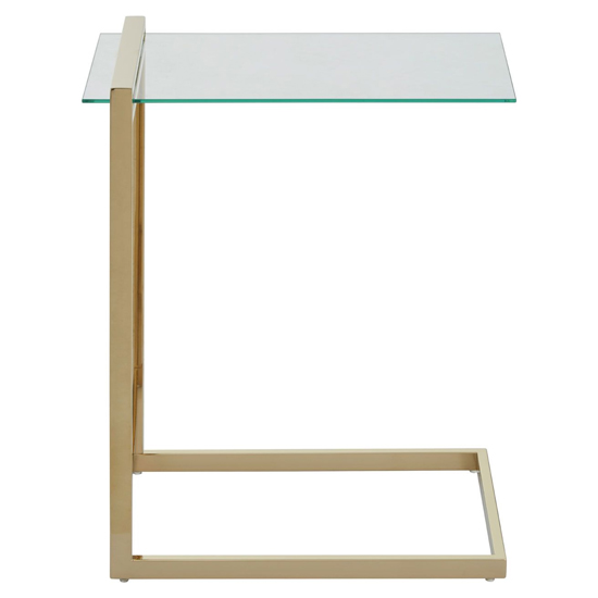 Orizone Clear Glass End Table With Gold Stainless Steel Frame_3
