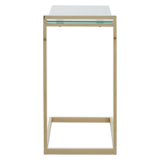 Orizone Clear Glass End Table With Gold Stainless Steel Frame
