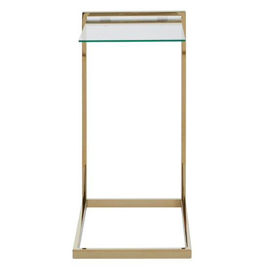 Orizone Clear Glass End Table With Gold Stainless Steel Frame_6