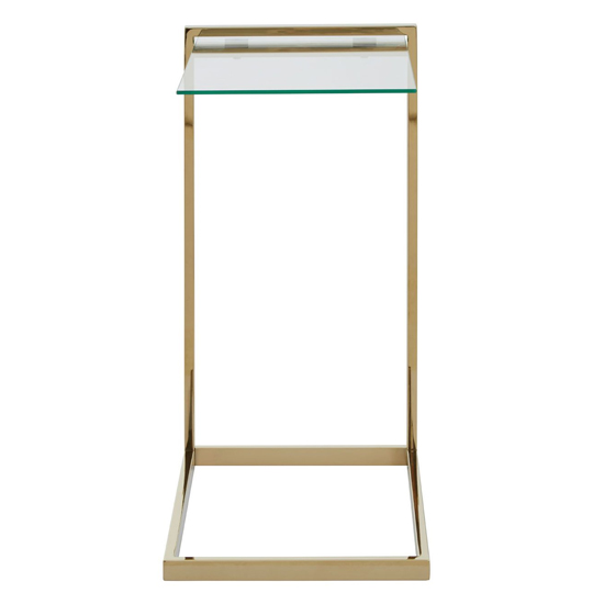 Orizone Clear Glass End Table With Gold Stainless Steel Frame