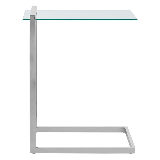 Orizone Clear Glass End Table With Silver Stainless Steel Frame_2