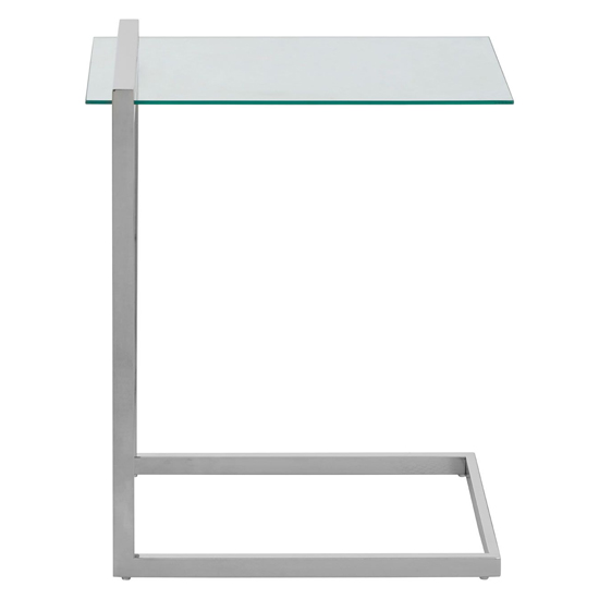 Orizone Clear Glass End Table With Silver Stainless Steel Frame_3