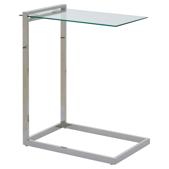 Orizone Clear Glass End Table With Silver Stainless Steel Frame_4