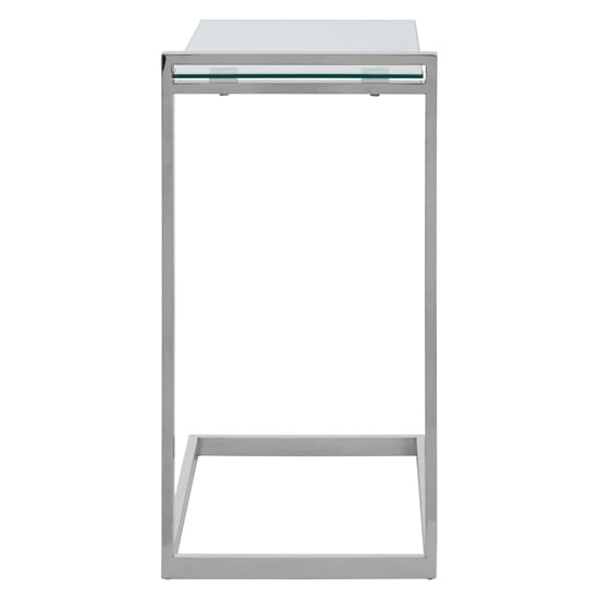 Orizone Clear Glass End Table With Silver Stainless Steel Frame_5