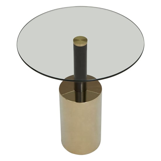 Orizone Clear Glass Top End Table With Gold Steel Base_2