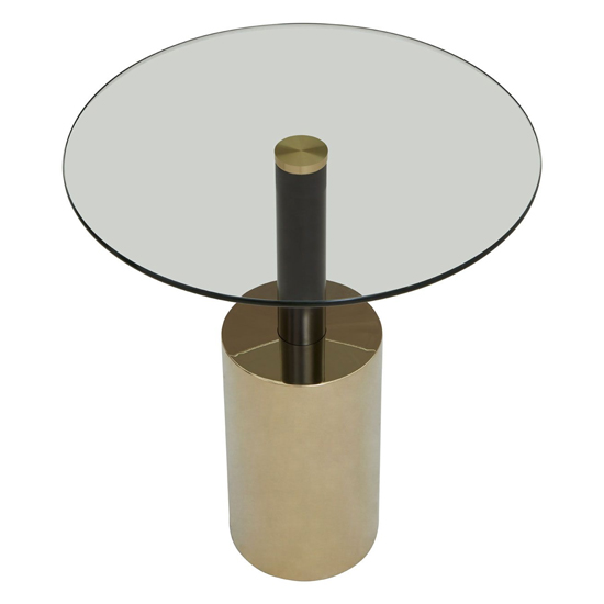 Orizone Clear Glass Top End Table With Gold Steel Base