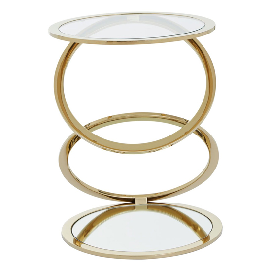 Orizone Clear Glass Top End Table With Gold Steel Frame