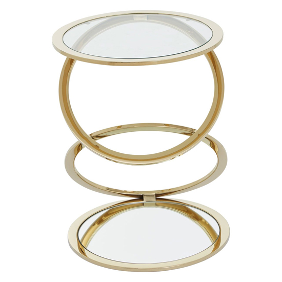 Orizone Clear Glass Top End Table With Gold Steel Frame
