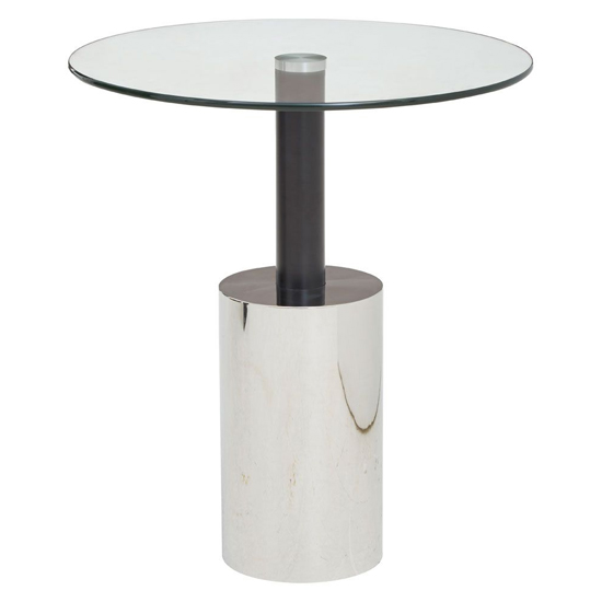 Orizone Clear Glass Top End Table With Silver Steel Base_2