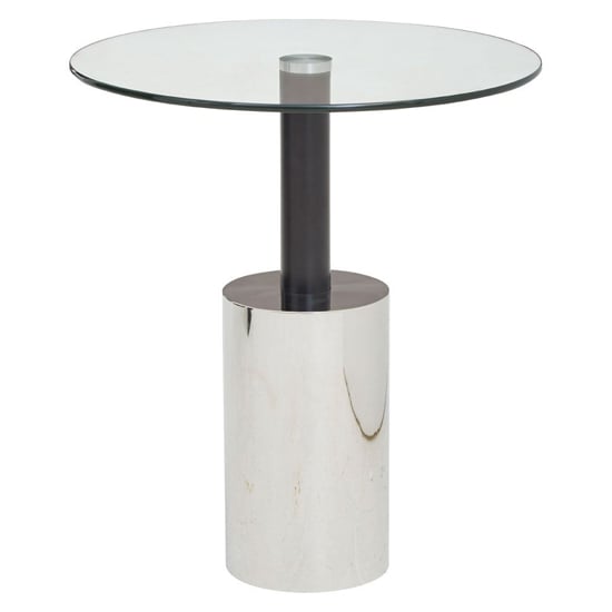 Orizone Clear Glass Top End Table With Silver Steel Base