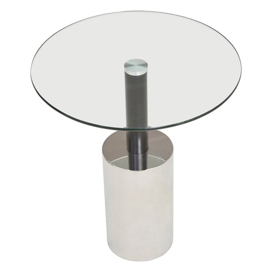 Orizone Clear Glass Top End Table With Silver Steel Base