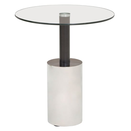 Product photograph of Orizone Clear Glass Top End Table With Silver Steel Base from Furniture in Fashion