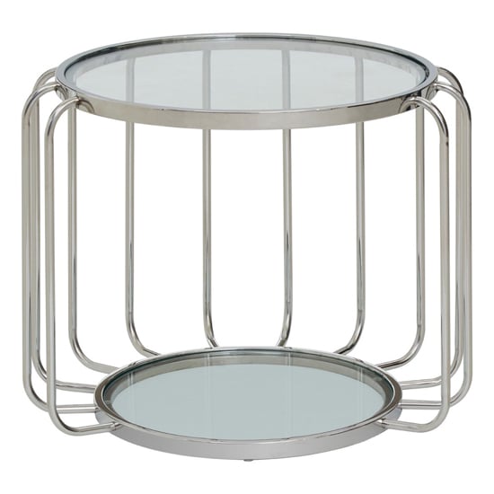 Orizone Clear Glass Top Side Table With Chrome Steel Base_2