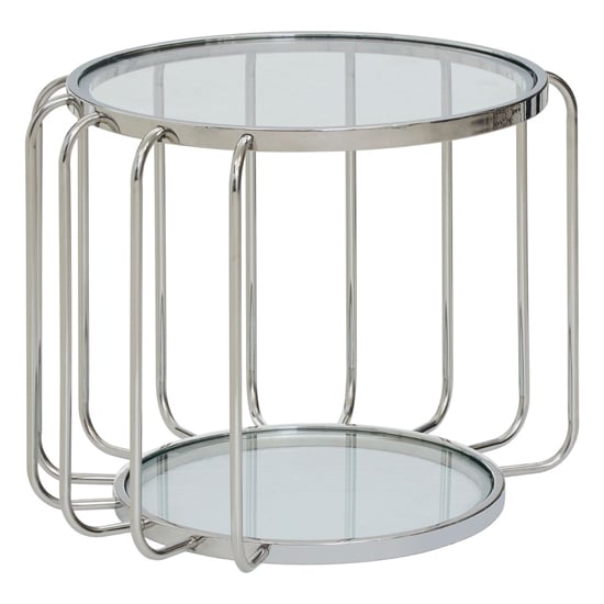 Photo of Orizone clear glass top side table with chrome steel base