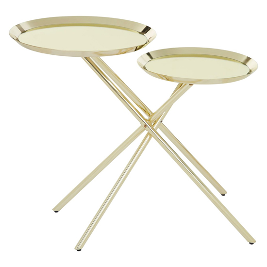 Orizone Gold Mirrored Metal Side Table With Cross Leg Base_2