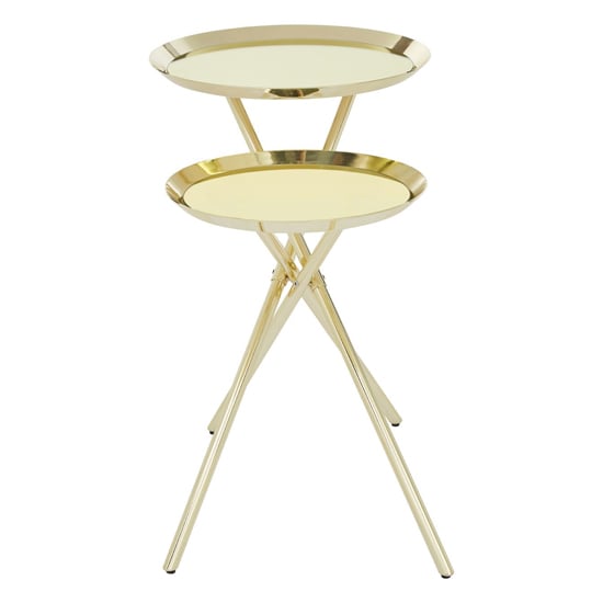 Orizone Gold Mirrored Metal Side Table With Cross Leg Base_4