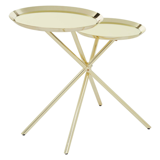 Orizone Gold Mirrored Metal Side Table With Cross Leg Base