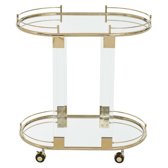 Orizone Oval Clear Glass Top Drinks Trolley With Gold Frame