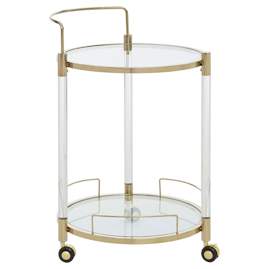 Orizone Round Clear Glass Top Drinks Trolley With Gold Frame_3