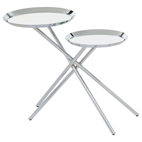 Orizone Silver Mirrored Metal Side Table With Cross Leg Base_4