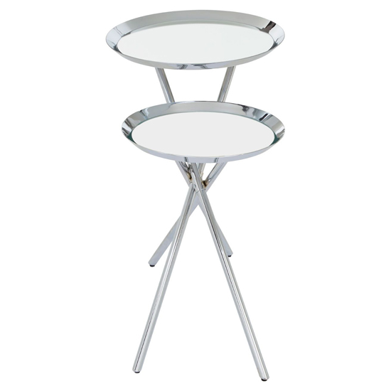 Orizone Silver Mirrored Metal Side Table With Cross Leg Base
