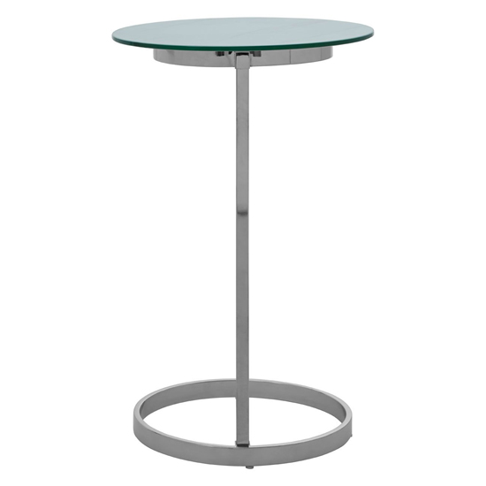 Orizone White Marble Effect Glass End Table With Silver Frame