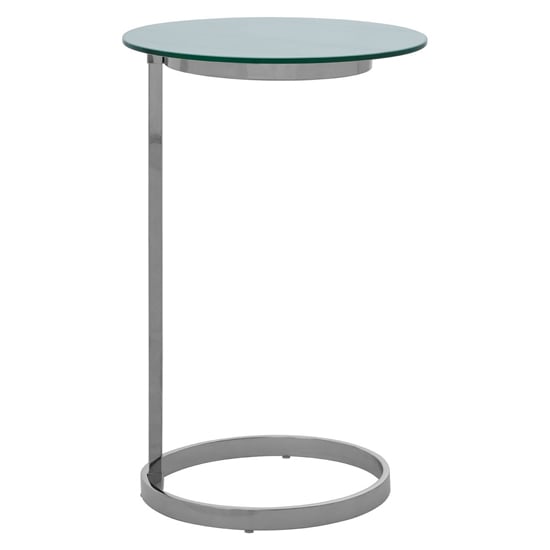 Orizone White Marble Effect Glass End Table With Silver Frame