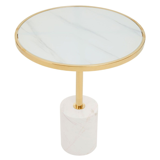 Orizone White Marble End Table With Gold Steel Frame Furniture in Fashion