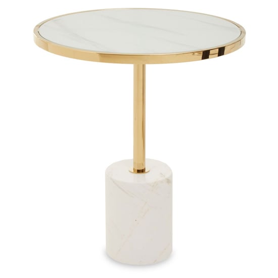 Photo of Orizone white marble end table with gold steel frame