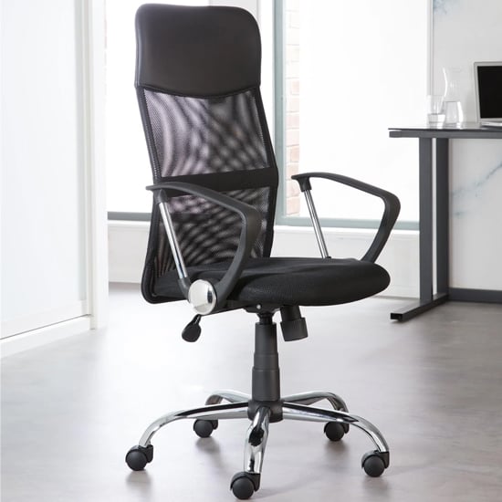 Orland Home Office Chair With PU Headrest In Black_1