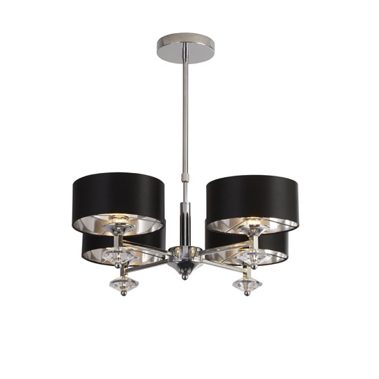 Read more about Orleans chrome 4 pendant light with black shade and silver inner