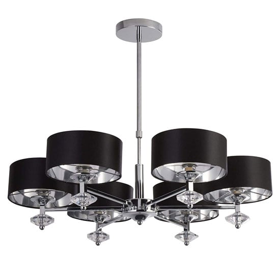 Read more about Orleans chrome 6 pendant light with black shade and silver inner