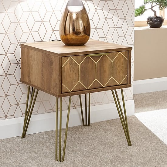 Ormskirk Lamp Table In Mango Wood Effect With 1 Drawer_1