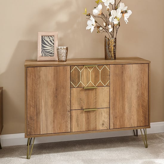 Product photograph of Ormskirk Sideboard With 2 Doors 3 Drawers In Mango Wood Effect from Furniture in Fashion