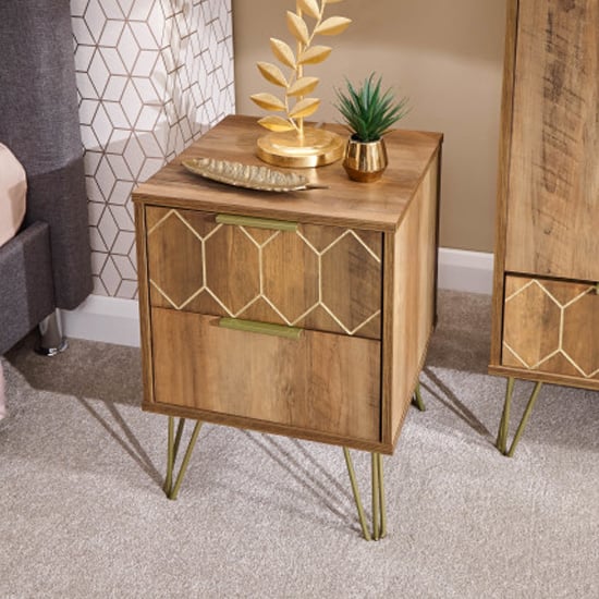 Orleans Wooden Bedside Cabinet 2 Drawers In Mango Wood Effect