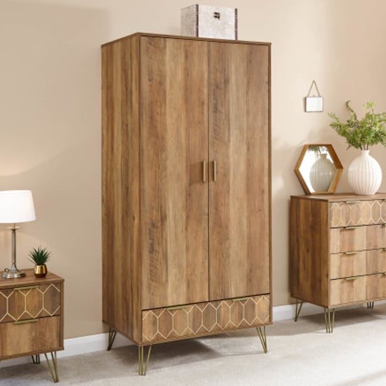 Product photograph of Orleans Wooden Wardrobe With 2 Doors In Mango Wood Effect from Furniture in Fashion