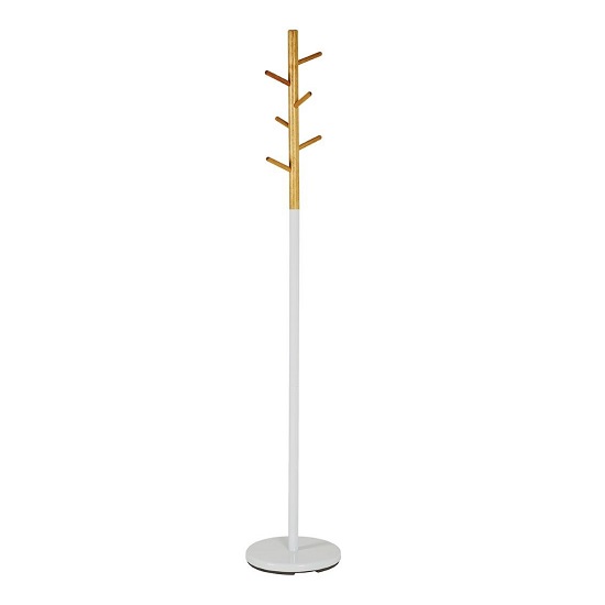 Orlena Metal Coat Stand In White And Natural | Furniture in Fashion