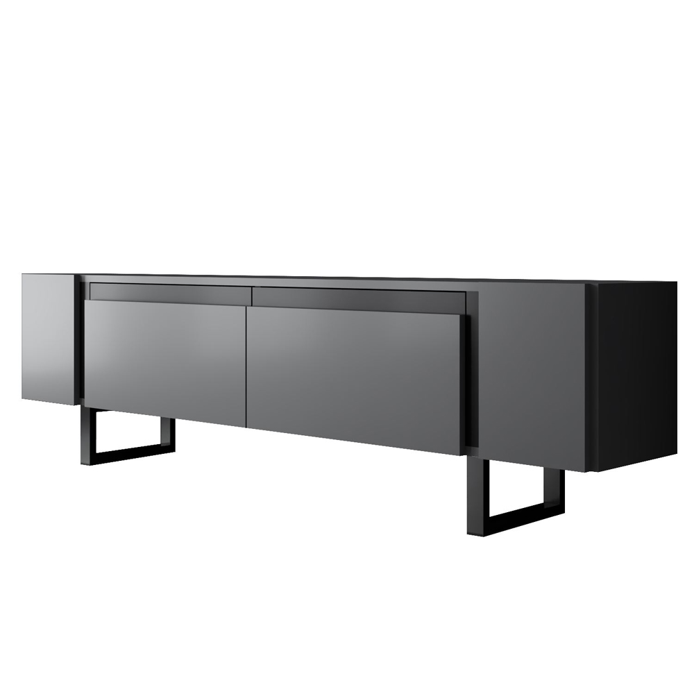 Orlento Wooden TV Stand with Black Metal Legs in Anthracite