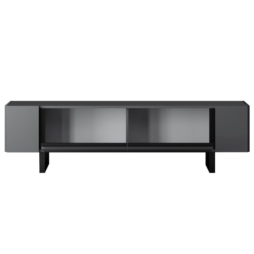 Orlento Wooden TV Stand with Black Metal Legs in Anthracite