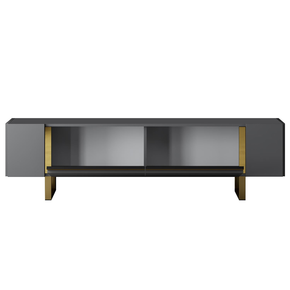 Orlento Wooden TV Stand with Gold Metal Legs in Anthracite