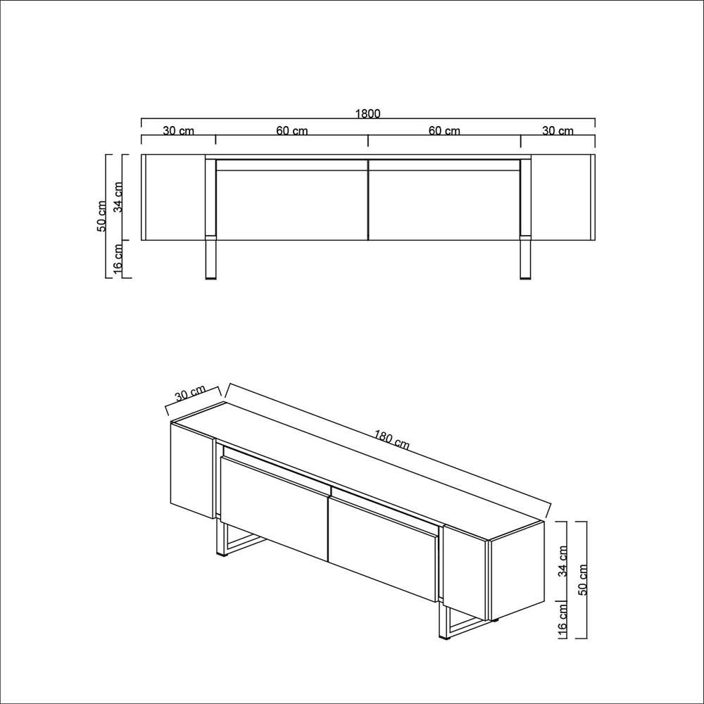 Orlento Wooden TV Stand with Gold Metal Legs in Anthracite