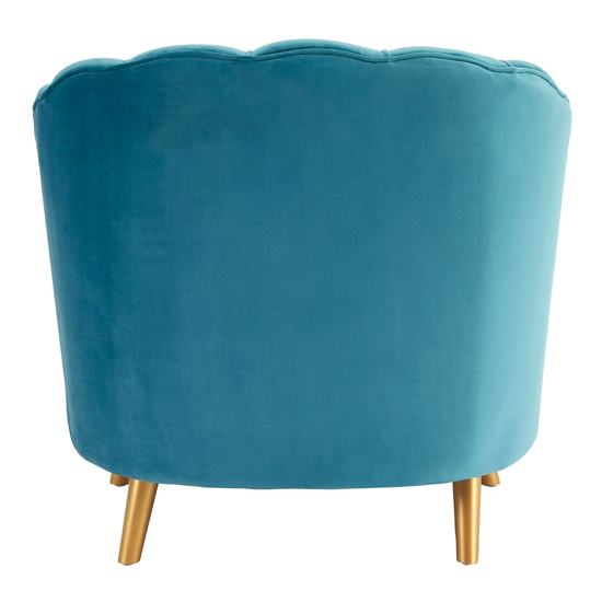 Orlina Blue Velvet Chair With Gold Wooden Legs FiF