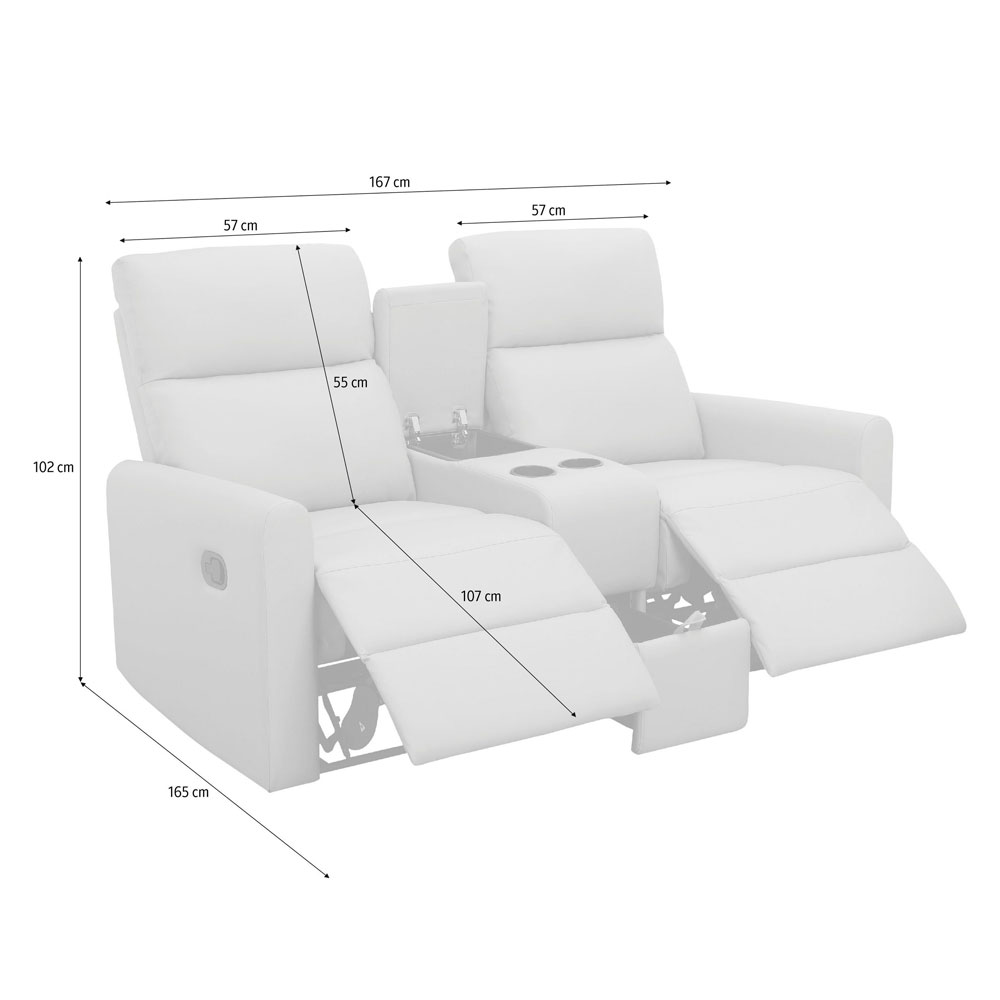 Ormino Fabric Double Recliner Chair in Light Grey