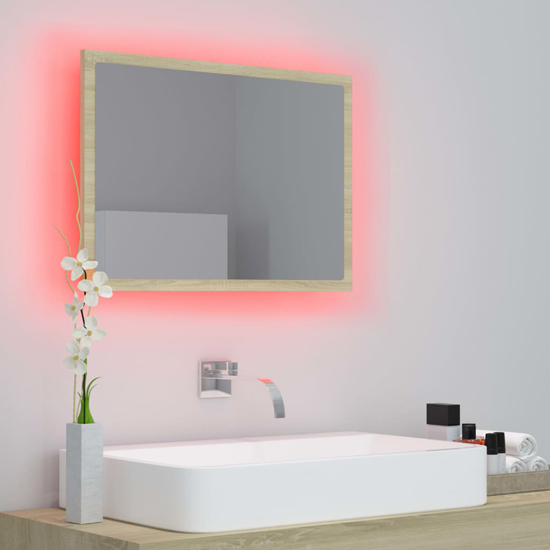 Ormond Bathroom Mirror In Sonoma Oak With LED Lights