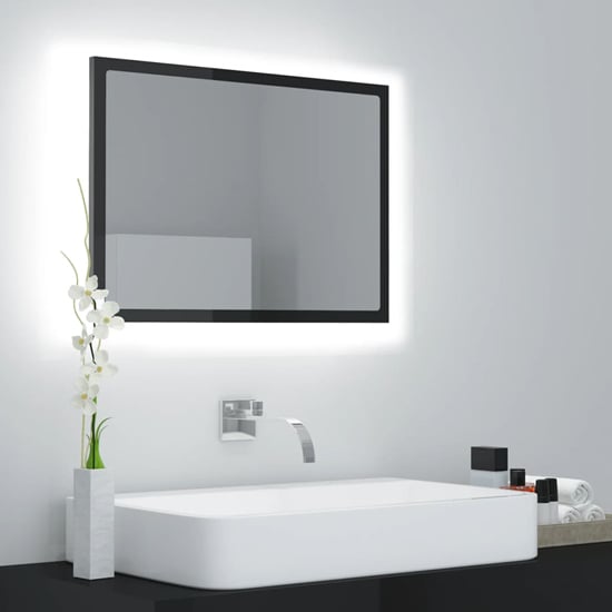 Ormond Gloss Bathroom Mirror In Grey With LED Lights_1